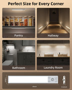 10inch Under Cabinet Lighting, 2500mAh Rechargeable Motion Sensor Lights Indoor with 3 Color Temps, 2 Pack Magnetic Closet Light, 80 LED Dimmable Under Counter Lights for Kitchen, Shelf, Stair
