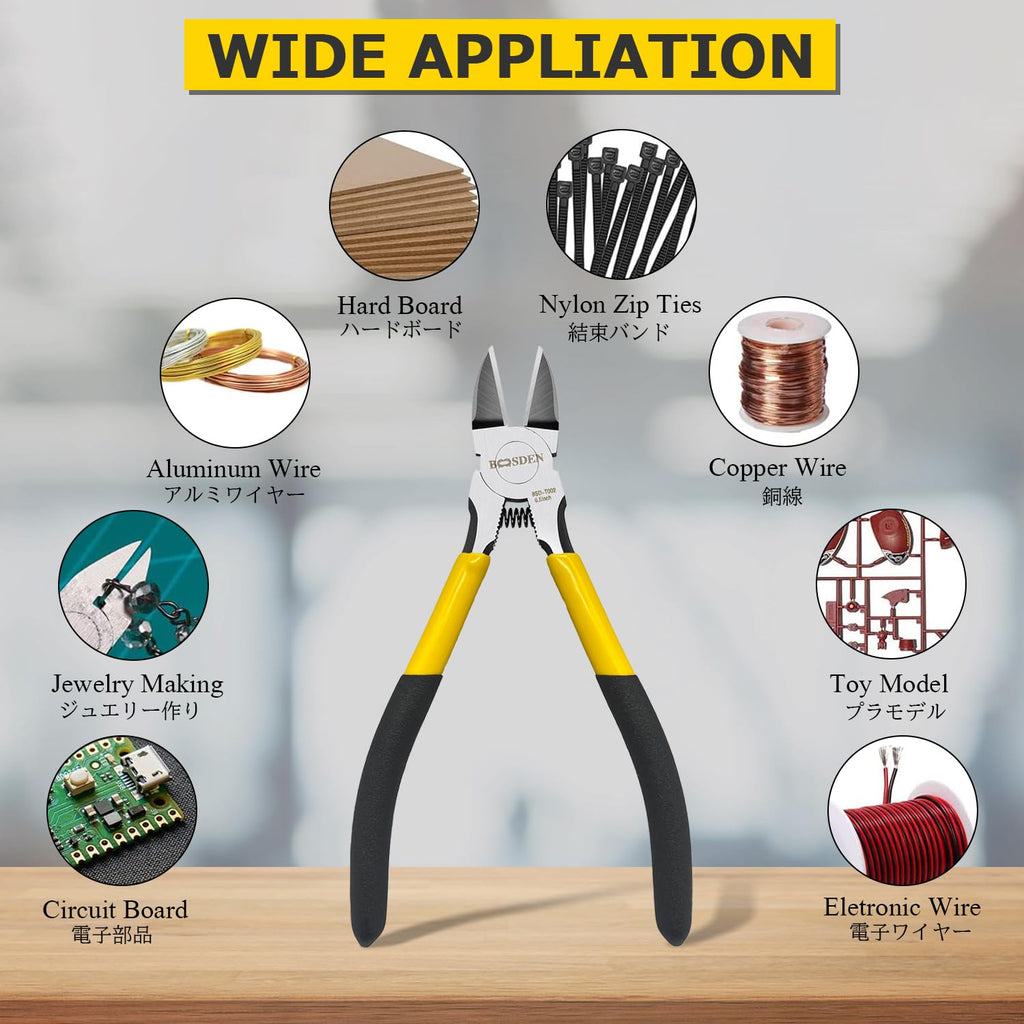Wire Cutter,6.5 inch Side Cutters,Spring Loaded Wire Cutters for Crafting,Flush Cutter,Ultra Sharp for Jewelry Making,Flush Cut Pliers,Dikes Wire Cutters,Floral Wire Cutter,Snips