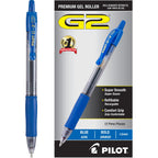 G2 Premium Gel Roller Pens, Bold Point 1 mm, Blue Ink Pens Bold Point, Pack of 12 - Ideal for School, Journaling, and Office Writing