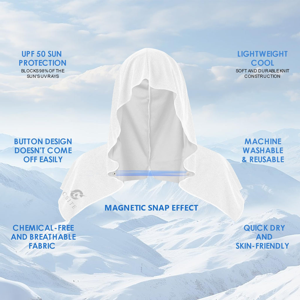 Cooling Hoodie Towels for Neck and Face, UPF 50 Sun Protection & Instant Cooling, Ice Towels for Hot Weather, Soft Breathable Towel for Sport, Work Out, Gym, Camping & More Activities