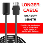 NES Classic Controller Extension Cable 3M / 10ft (2-Pack), SNES Extension Power Cord Compatibility Nintendo SNES Classic Edition Controller (2017) and Mini NES Classic Edition (2016), Wii, Wii U