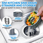 2 Pack Sink Drain Strainer, Sink Stopper, 3 in 1 Stainless Steel Kitchen Sink Drain Strainer with Anti-Clogging Basket, Fit US Standard 3-1/2 Inch Drain Hole