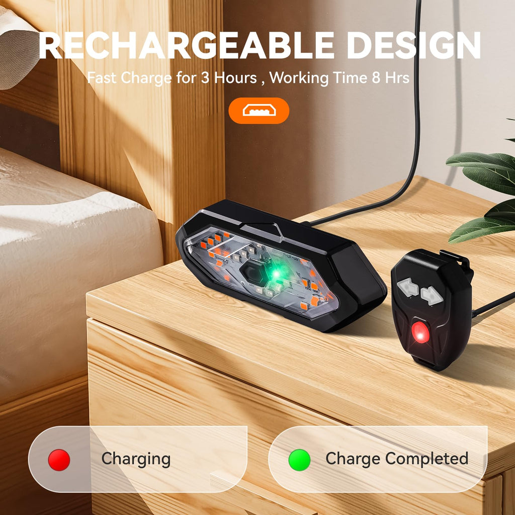 Bike Tail Light with Turn Signals USB Rechargeable Bike Turn Signals 120 Lumens Ultra Bright LED Turn Signals for Bicycle 5 Mode with 10PCS Safety Reflective Tape for Cycling Electronics