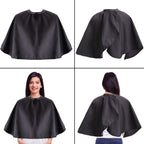Black Makeup Cape, Chemical & Water Proof Beauty Salon Shorty Smock for Clients, Lightweight Comb-out Beard Apron Shortie Make Up Bib Styling Shampoo Cape for Makeup Artist Beautician