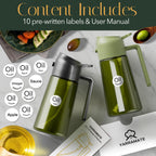 16oz/470ml Light-Blocking Dark Oil Sprayer for Cooking, 2 in 1 Olive Oil Dispenser Bottle for Kitchen, Premium Dark Green Glass Oil Bottle, Food-Grade Oil Mister for Air Fryer, BBQ (Black)