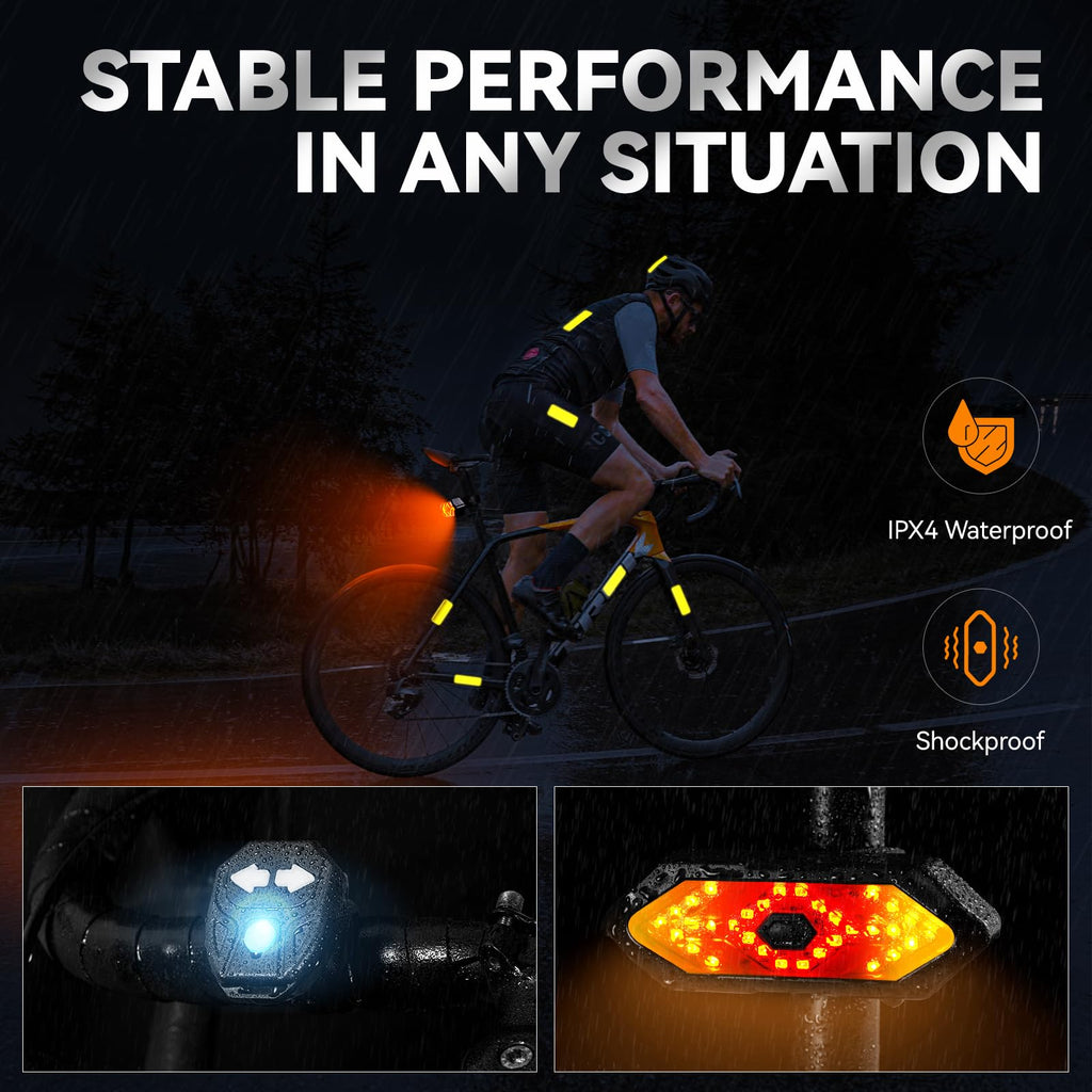 Bike Tail Light with Turn Signals USB Rechargeable Bike Turn Signals 120 Lumens Ultra Bright LED Turn Signals for Bicycle 5 Mode with 10PCS Safety Reflective Tape for Cycling Electronics