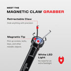 Magnetic Flexible Claw Grabber Pickup Tool with Bright LED Light - 27.7in Long Magnetic Pickup Tool, Retractable Claw Grabbing Tool, Magnetic Grabber Tool with 5lb Pull Strength Pick Up Tool