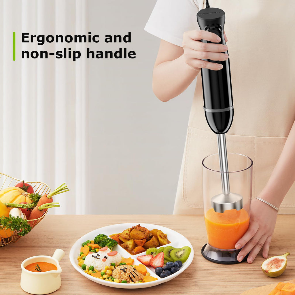 Hand Blender, Immersion Blender with 2 Mixing Speed, Electric Handheld Mixer Portable Stick Mixer with Stainless Steel Blades for Soup, Smoothie, Puree, Baby Food