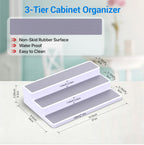 3 Tier Spice Rack Organizer for Cabinet, 3 Pack Non-Slip Spice Rack Shelf Organizer, Holds 24+ Jars, Plastic Spice Organizer for Cabinet, Pantry & Kitchen Countertop, White