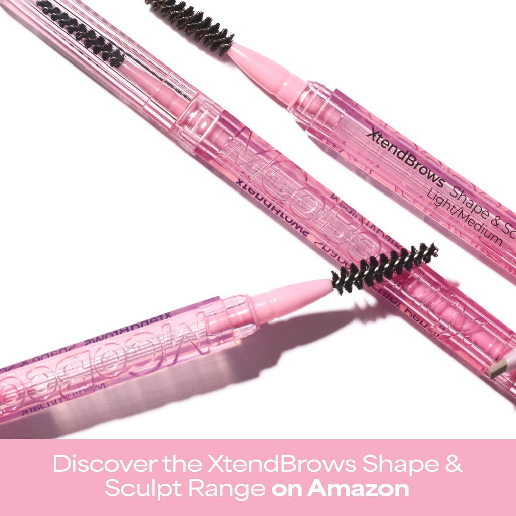 XtendBrows Shape & Sculpt Brow Pencil - Medium To Dark - Natural Look Eyebrow Filler Pen with Triangle Tip & Spoolie - Long-Wearing Definer for Fuller Natural Brows - Vegan & Cruelty Free