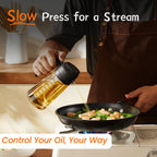 16oz/470ml Glass Olive Oil Sprayer for Cooking – 2 in 1 Olive Oil Dispenser Bottle for Kitchen Gadgets and Air Fryer Accessories, Salad, BBQ - Black