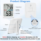Digital Thermometer Hygrometer, Large LCD Screen Room Thermometer Temperature, Wall Thermometer Humidity Indoor with High Accuracy, Suitable for Greenhouse, Home and Office Measuring Devices
