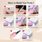 Rubber Base Gel Nail Polish Set- 6 Pcs 9 Ml Transparent Pink Rubber Base for Nails, Soak Off LED Nail Gel Manicure Kit DIY at Home Salon Gifts