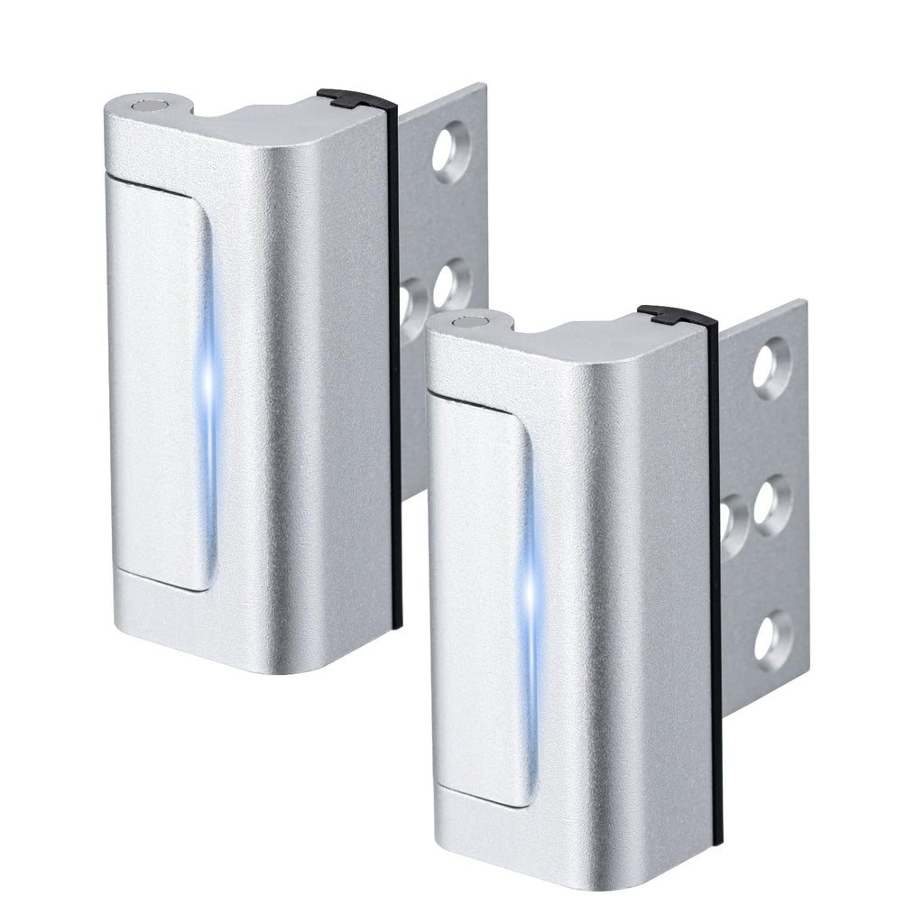 2 Pack Home Security Door Lock,Childproof Door Reinforcement Lock,with 3" Stop Withstand 800 lbs,for Inward Swing Doors,Night Kids Safety Metal Flip Lock Deadbolt Latch (Silver)