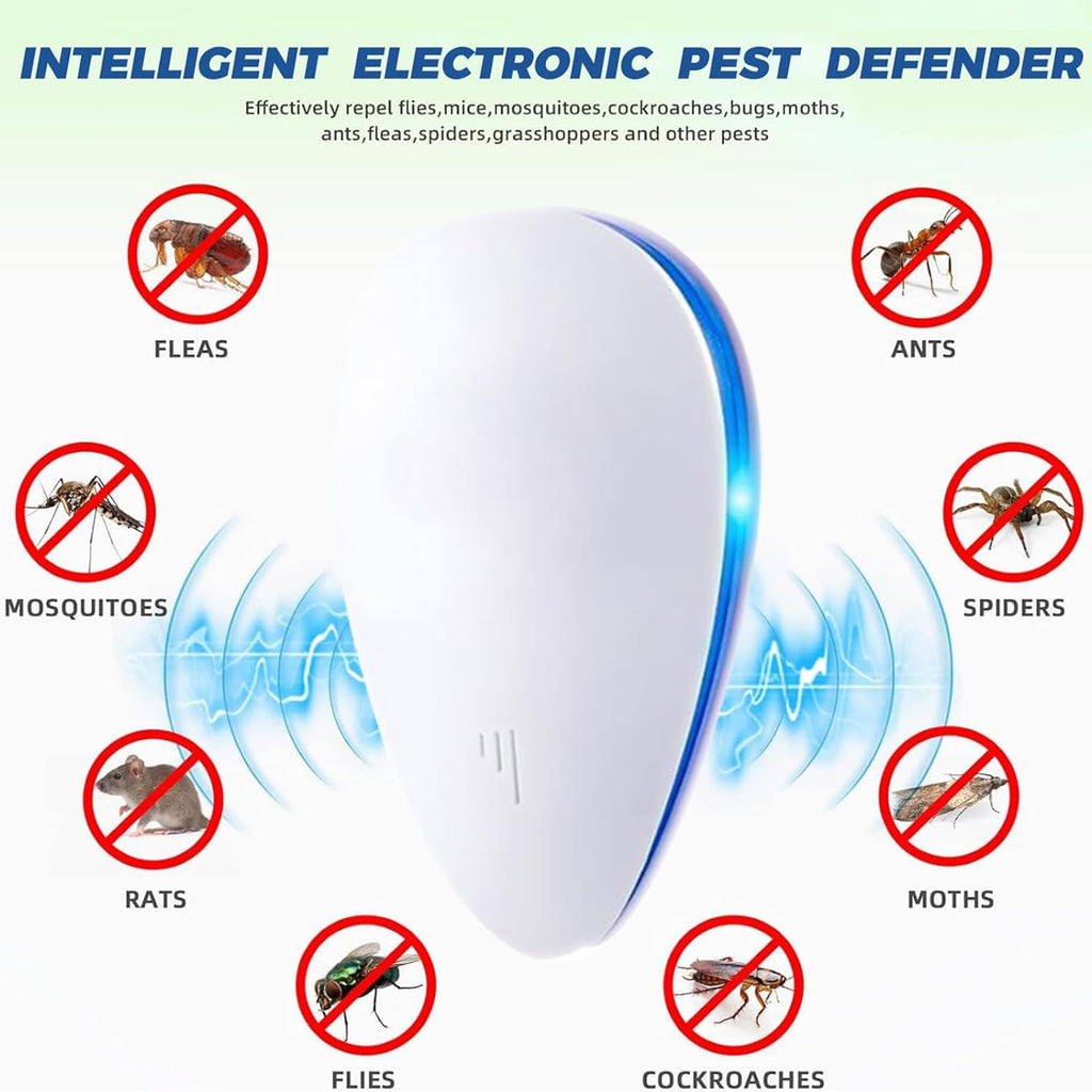 (2026 Upgraded) Ultrasonic Insect & Pest Indoor Repeller, Plug-in Pest Control Electronic Repellent for Rodent, Mouse, Mice, Rats, Roaches, Bugs, Ants, Spiders, Mosquitoes, for Home, Warehouse 6 Pack
