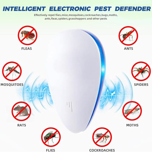(2026 Upgraded) Ultrasonic Insect & Pest Indoor Repeller, Plug-in Pest Control Electronic Repellent for Rodent, Mouse, Mice, Rats, Roaches, Bugs, Ants, Spiders, Mosquitoes, for Home, Warehouse 6 Pack