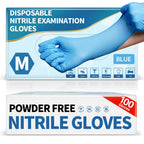 Powder-Free Nitrile Exam Gloves, 4.5 Mil, 100 Pcs Blue Disposable Latex-Free Food-Safe Medical Cleaning Cooking Gloves (Medium)