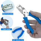 Single Hole Punch 1/4” Paper Hole Puncher for Crafts, One Hole Puncher with Blue Soft Grip Handle for Kids and Adults, Handheld Circle Punch for Paper Crafts in Home, Office, Classroom