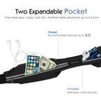 Sports Running Belt,Outdoor Dual Pouch Sweatproof Reflective Slim Waist Pack,Fitness Workout Belt Fanny Pack Compatible with iPhone 11/11 Pro Max/X/Xr/Xs Max/8/7, Galaxy Note 10/10 Plus, S20/S10