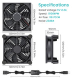 Cooling Case Fan for Receiver Xbox TV Box Router 120mm x 25mm 5V USB