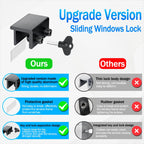 Window Locks,4 Pack Sliding Window Locks with Key for Vertical & Horizontal Sliding Windows Doors,Easv to Install,Adjustable Security Window Lock for Patio Bedroom Home and Office (Black)