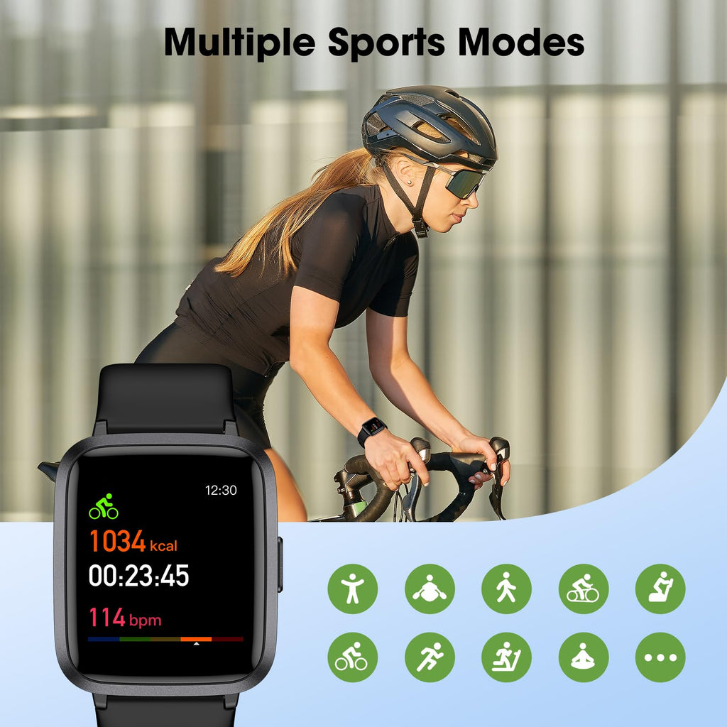 Fitness Tracker Watch with Heart Rate Monitor, Activity Tracker with Pedometer, Sleep Monitor, Calories & Step Counter, IP68 Waterproof Smart Watches for Women Men Fitness Watch for Sports
