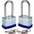 2PCS Heavy Duty Padlock Keyed Alike, 2-3/8" Extra Long Shackle, 40MM 1-9/16" Laminated Steel Lock Body, Ideal for Gym Locker, Sheds, Gate, Warehouse, Tool Box, Hasp (4 Keys Same)