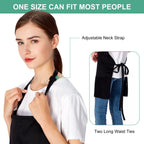 2 Pack 3 Pockets Adjustable Bib Apron Chef Kitchen Cooking Aprons for Women Men, Black