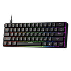 GM611 Mechanical Keyboard,Rainbow LED Backlit Gaming Wired Keyboards Compact Mini 61 Keys Portable 60 Percent Mechanical Keyboard with Black Keycaps,for Windows Laptop PC Linear Red Switches