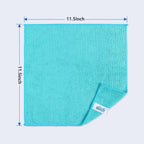 Microfiber Cleaning Cloth 210GSM, Pack of 12, Size:11.5" x 11.5", Ultra-Soft, High-Density Non-Abrasive Cleaning Towels for Cars, Glass, Kitchen, Reusable Rags, Blue/Green/Yellow/Pink