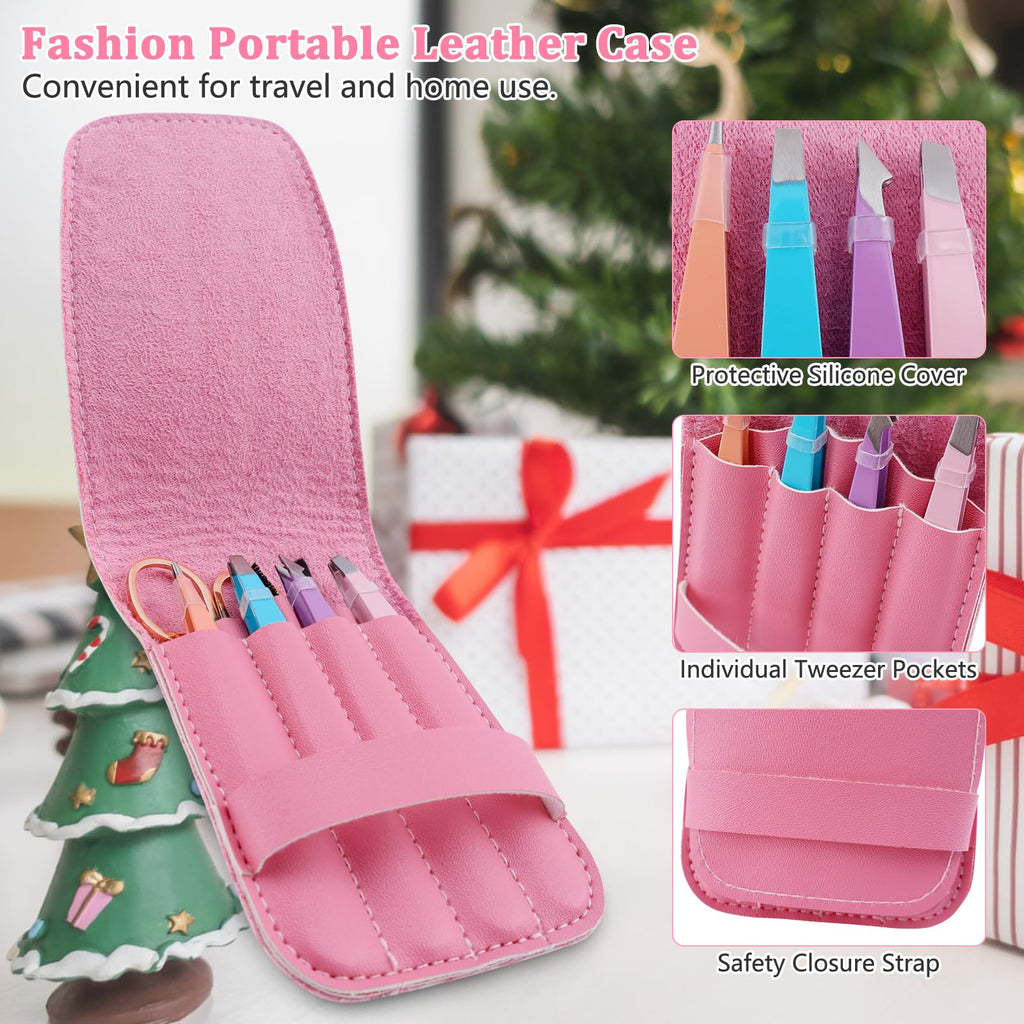 7 Pcs Tweezers for Women Facial Hair, Stocking Stuffers for Teen Girls Women, Christmas Small Gifts for Teen Girls Women, Eyebrow Tweezers Set, Birthday Beauty Cute Gifts for Mom Wife Her
