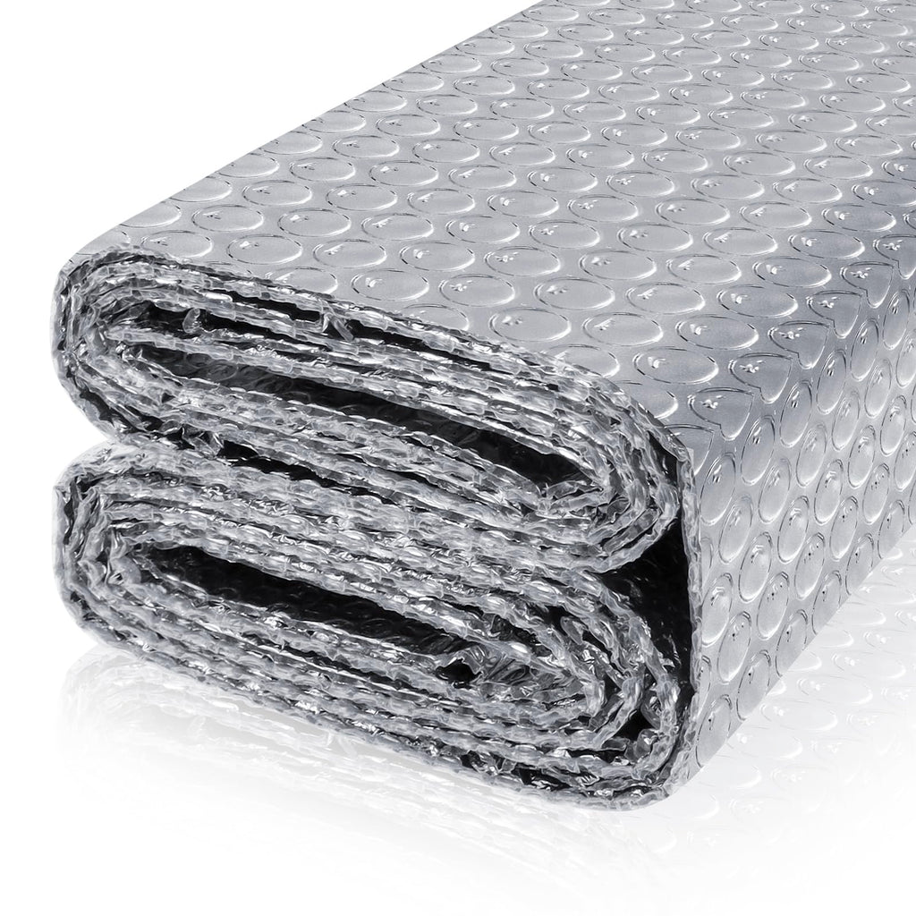 Reflective Bubble Insulation Sheet, Double Side Aluminum Foil Bubble Shield, Aluminum Foil Thermal Insulation Radiant Barrier for Windows, RV, Roof, Garage Door (23.6IN X 10FT)