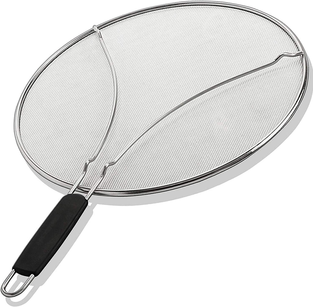 Splatter Screen for Frying Pan - 13 Inch Stainless Steel Grease Splatter Guard - Cover Oil Splash when Sizzling Bacon, Cooking Fried Chicken or Popcorn