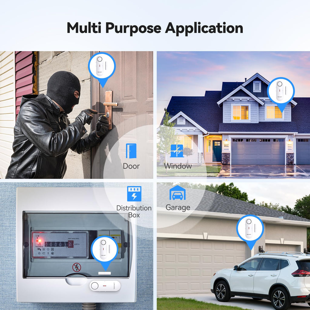 Door Alarms for Kids Safety, Window Alarm Pool Alarms Door Alarm for Home Security, 2-in-1 Alarm & Chime, 3-Level Volume Control, Wireless Alarm for House Hotel Cars Sheds Caravans (3 Pack)