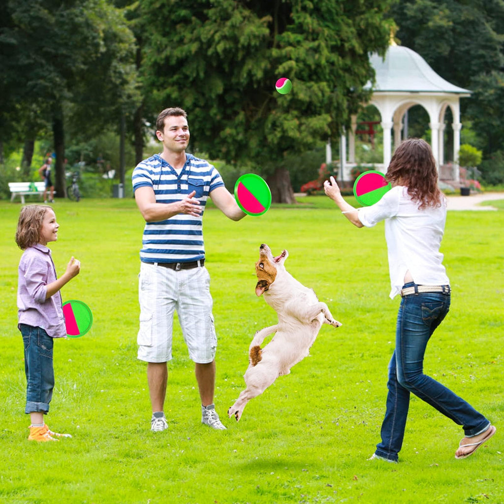 Kids Outdoor Toys, Beach Toys Toss and Catch Ball Set, Outside Yard Games for Kids with 6 Paddles 3 Balls Paddle Game Set Playground Sets for Backyard Sports Outdoor Games for Adults and Family