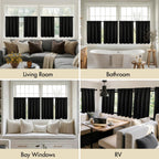 36 Inch Short Blackout Curtains Set of 4, Over Sink Kitchen Tier Curtain Thermal Insulated Privacy Drapes Mini Top & Bottom Rod Pocket Cafe Curtains for Small Windows Bathroom RV, Black