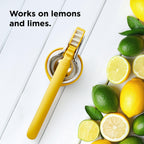 FreshForce Lemon Squeezer Citrus Juicer, Manual Hand Press with Dual-Gear Power for Maximum Juice Extraction, Durable, Yellow