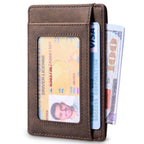 Slim Wallet Front Pocket Minimalist Leather RFID Blocking Medium Size