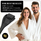 Derma Roller for Skin, Hair & Beard – Women and Men Titanium Microneedling Roller for Face & Scalp, Safe & Easy to Use - Jet Black