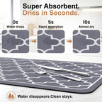 Dish Drying Mat Super Absorbent Drying Mat Large Dish Drying Mats for Kitchen Counter Easy Clean Dish Mat Kitchen Drying Mat15"x 18" Stylish Grey