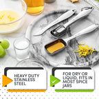 Stainless Steel Measuring Spoons Set of 6 with Leveler, Rectangular Metal Teaspoon & Tablespoon Measuring Spoons for Dry & Liquid Ingredients - Nesting Kitchen Gadgets For Baking & Cooking