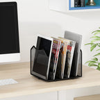 Mesh Desktop File Sorter Organizer, 5-Section Bookshelf for Desk Home Office, Black