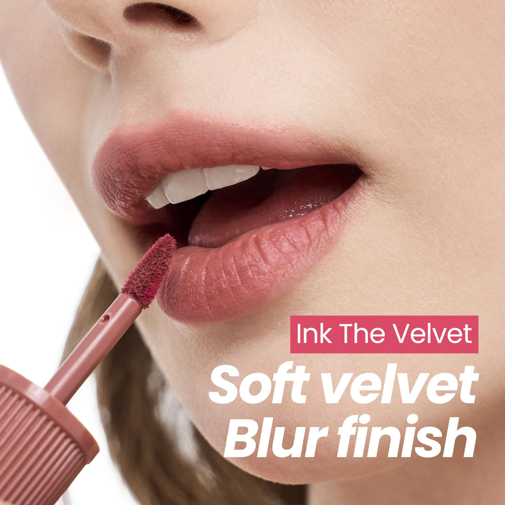 Ink The Velvet Lip Tint | Highly Pigmented, Longwear & Weightless Lip Tint | Smudge-Proof, Buildable Color for Lips & Cheeks | K-Beauty Makeup, Safe for Sensitive Lips (017 ROSY NUDE)