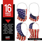UPF 50+ Fishing Neck Gaiter - UV Face Mask Sun Protection for Men & Women - Camo SPF Face Cover Gator - Fishing, Hunting, Hiking (Old Glory American Flag)