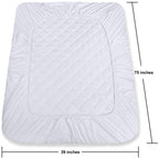 Quilted Fitted Mattress Pad, Twin Mattress Protector Topper with Deep Pocket Stretches up to 16 Inches, Machine Washable Mattress Cover (White)