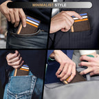 Slim Wallet Front Pocket Minimalist Leather RFID Blocking Medium Size