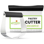 Dough Blender & Pastry Cutter Tool, Stainless Steel Pastry Blender & Bench Scraper for Pizza, Nut, Pie - Multipurpose Dough Cutter & Scraper Tool for Baking with Soft Grip Handles - Black