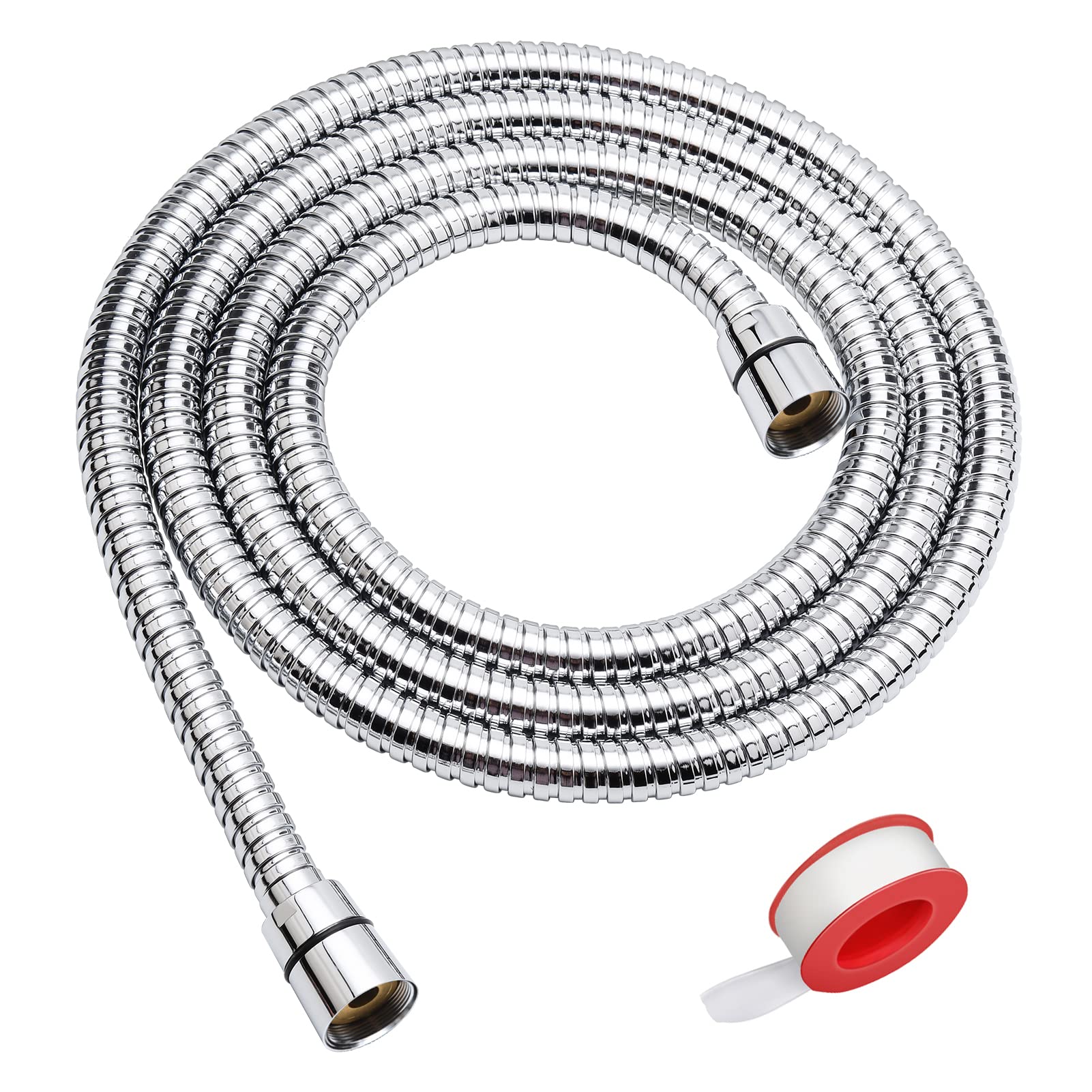 Shower Hose, 79 Inches Extra Long Stainless Steel Handheld Shower Head Hose with Brass Insert and Nut - Durable and Flexible(Chrome)