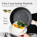 Non Stick Frying Pan Skillet, Omelet Pan, Healthy Non Toxic Granite Chef Pan, Induction Compatible Egg Frying Pan with Heat-Resistant Handle, PFOA-Free,Black, 10"