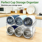 2 Pack Water Bottle Organizer, Stackable Kitchen Pantry Storage Shelf, Plastic Water Bottle Holder for Cabinet and Fridge Organization